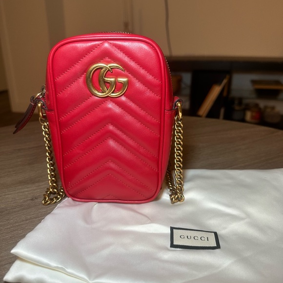Gucci Red Mini Bag with Gold Chain - Picture 1 of 7
